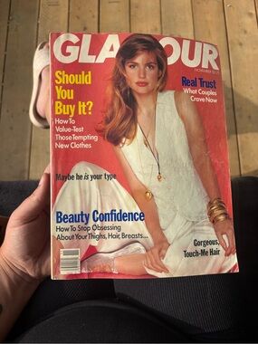 Vintage Glamour Magazine Cover — Red & White Fashion Portrait